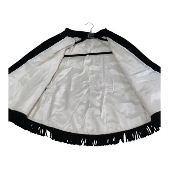 Vintage Fjord Norway AS Evebososs Wool Elegant Cream Black Cape Fringe Sz 38/SM - Picture 6 of 9